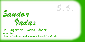 sandor vadas business card